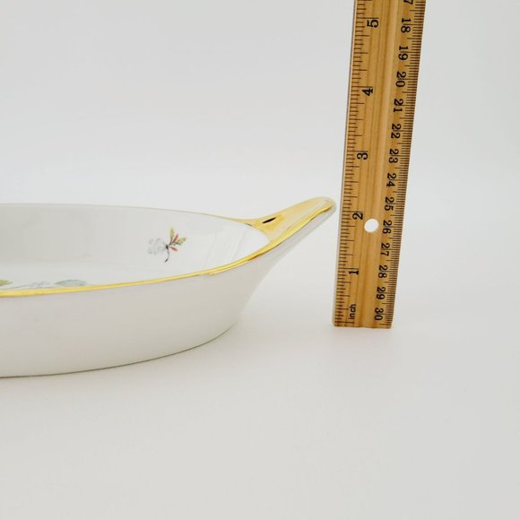 Royal Worcester Strawberry Fair Gold Trim Oval Baking Dish Size 10 Butterflies - Picture 9 of 13